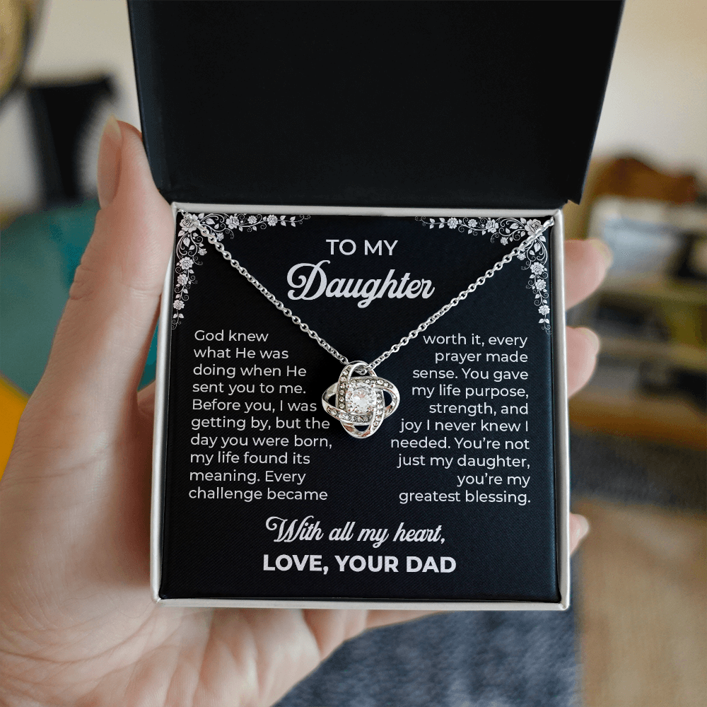 To My Daughter – You're My Greatest Blessing | Love Knot Necklace