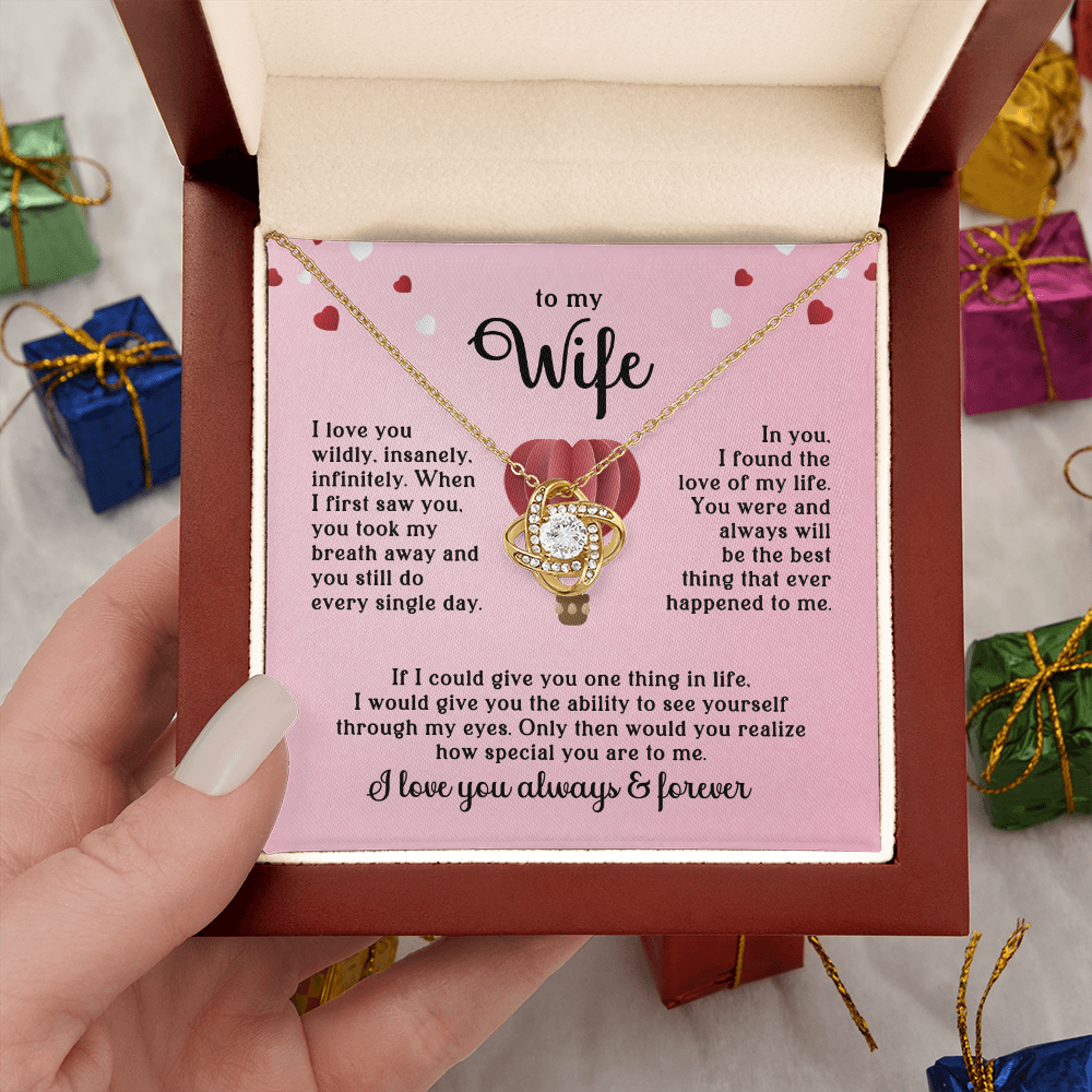 To My Wife – I Love You Wildly Love Knot Necklace