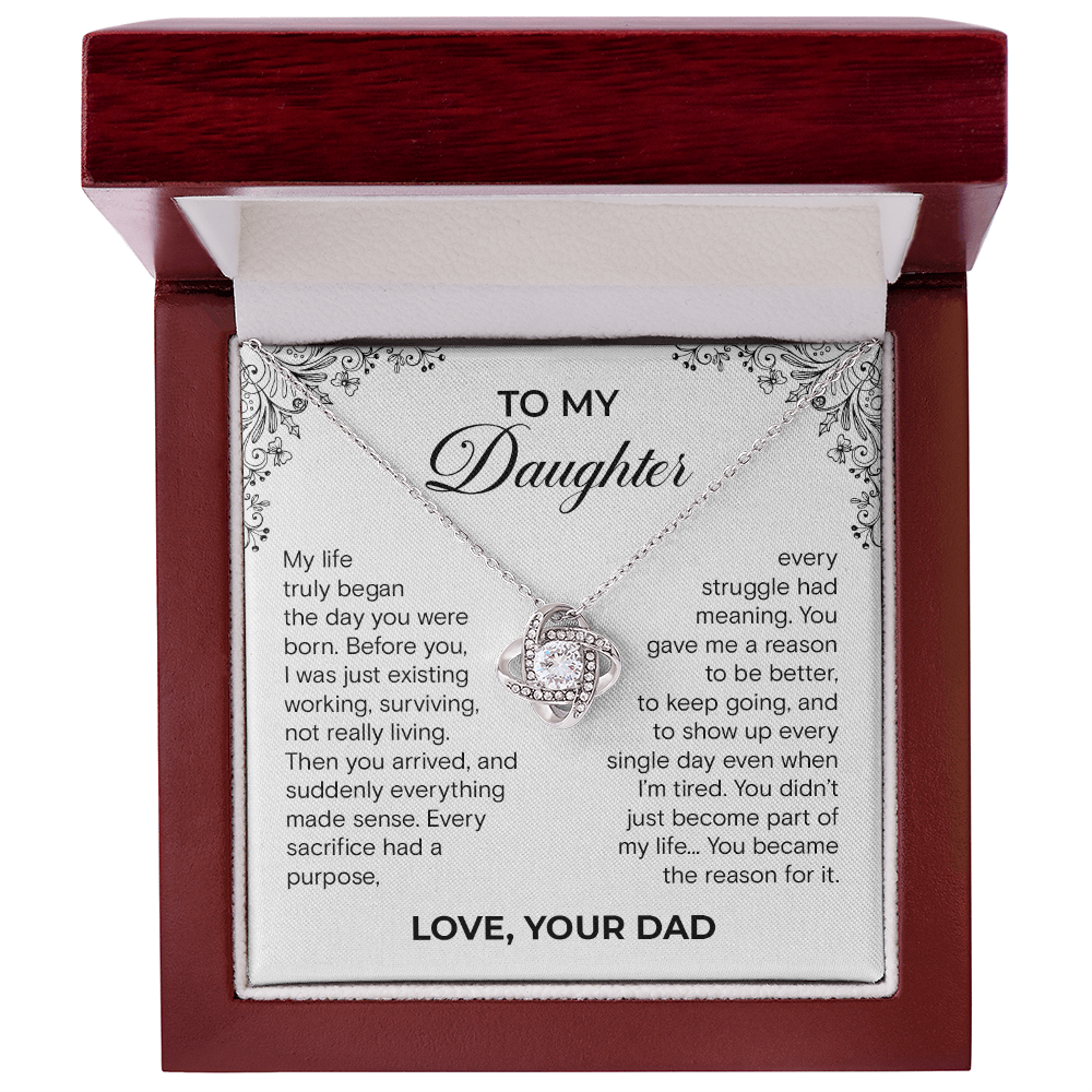 To My Daughter – You Became the Reason | Love Knot Necklace