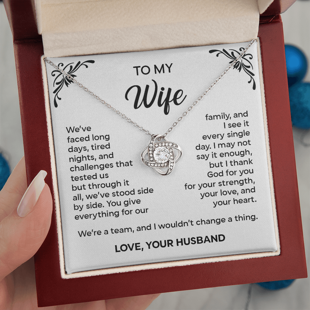 To My Wife – We've Stood Side by Side | Love Knot Necklace