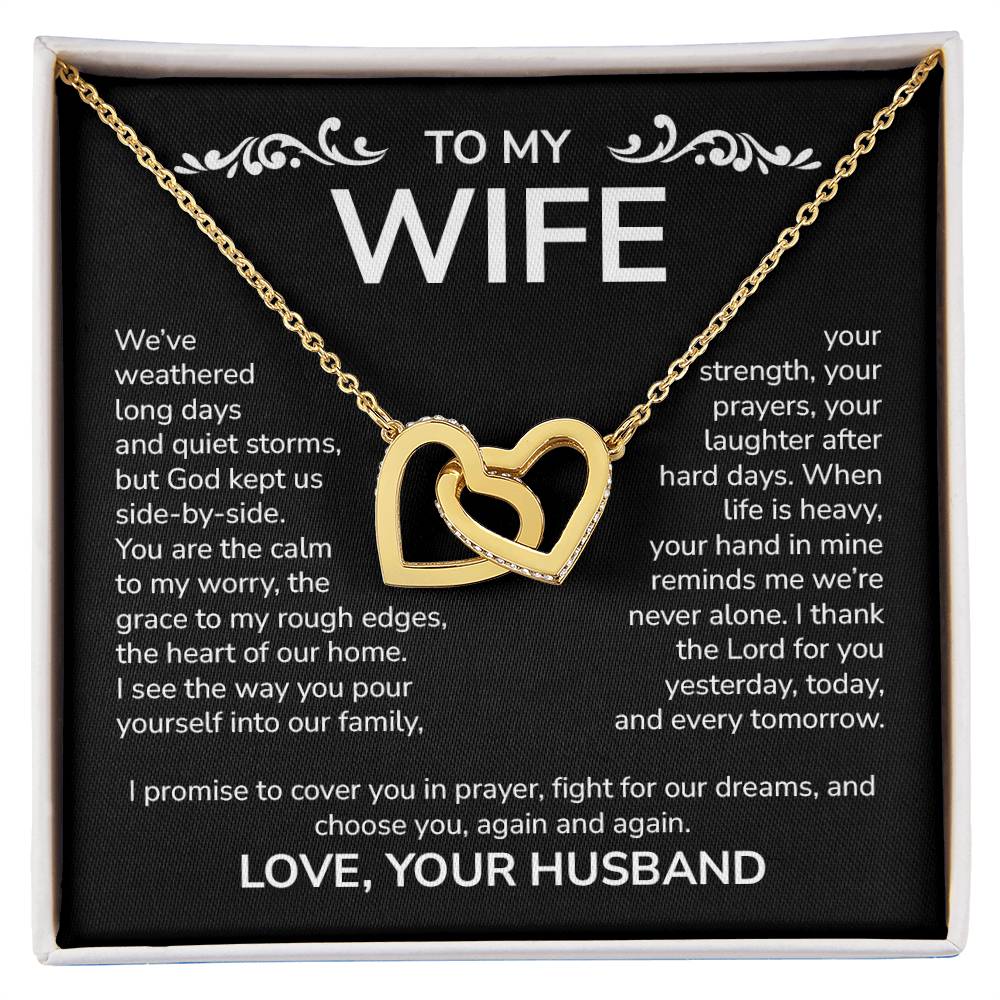To My Wife – Interlocking Hearts Necklace from Husband | God Kept Us Side-by-Side