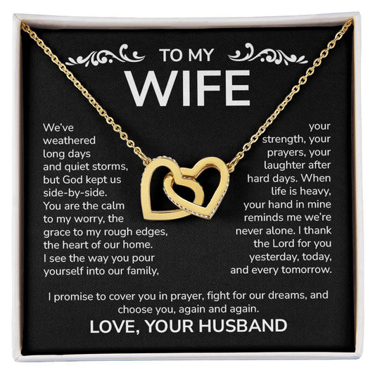 To My Wife – Interlocking Hearts Necklace from Husband | God Kept Us Side-by-Side