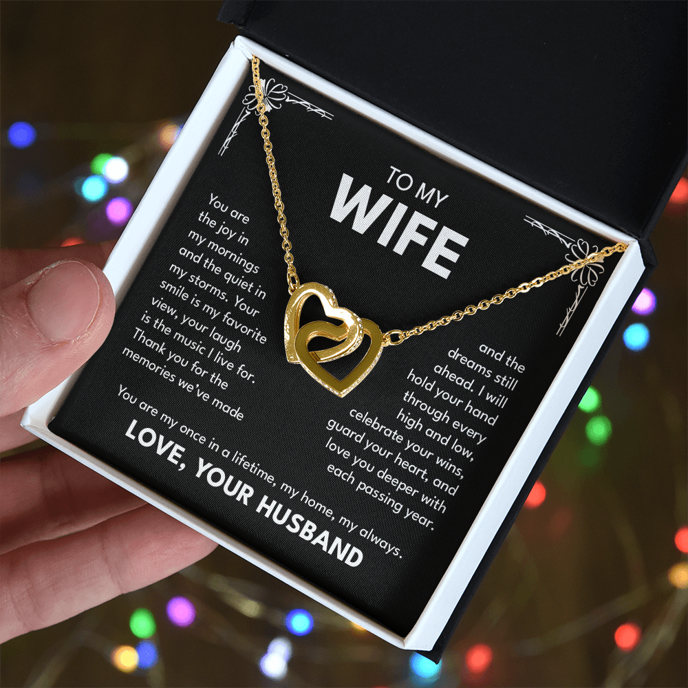 To My Wife – My Home, My Always | Interlocking Hearts Necklace