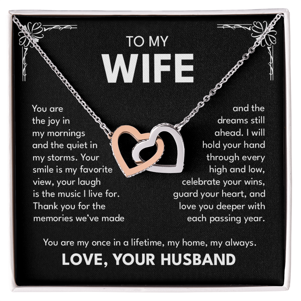 To My Wife – My Home, My Always | Interlocking Hearts Necklace