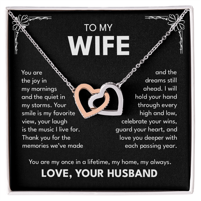 To My Wife – My Home, My Always | Interlocking Hearts Necklace