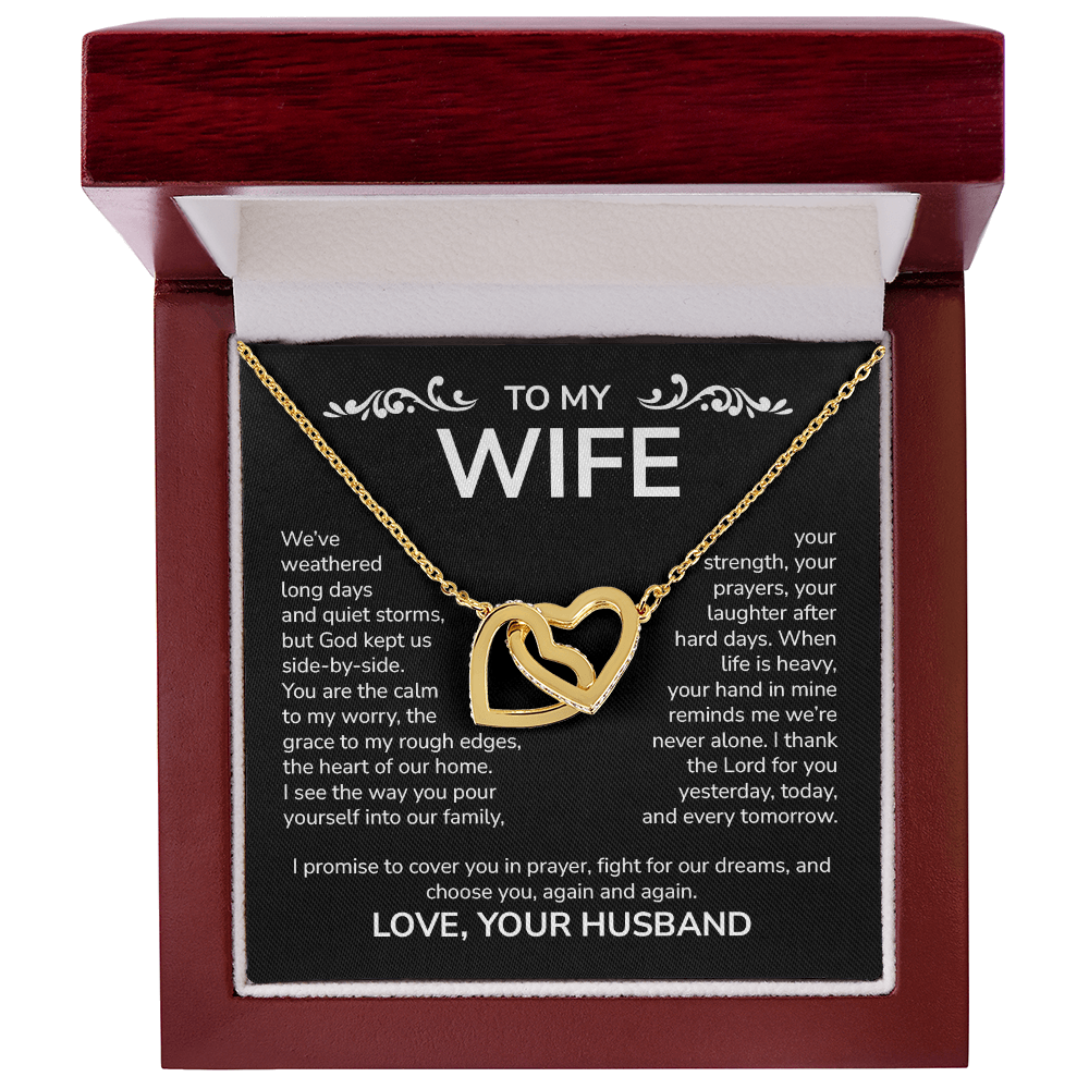 To My Wife – Interlocking Hearts Necklace from Husband | God Kept Us Side-by-Side