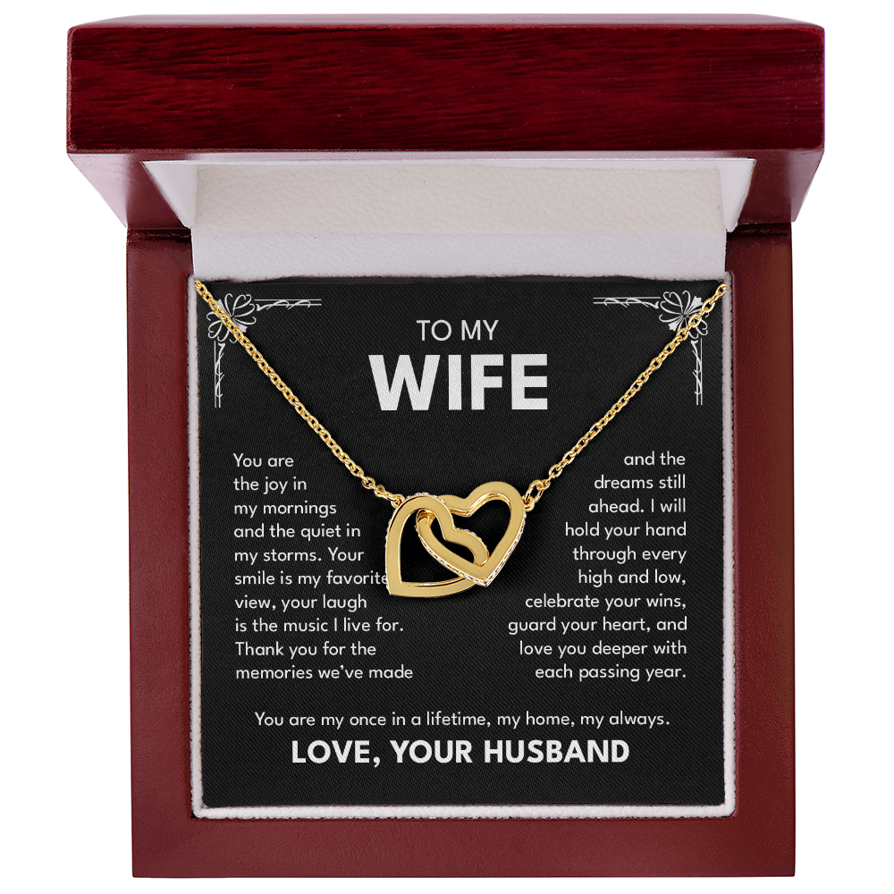 To My Wife – My Home, My Always | Interlocking Hearts Necklace