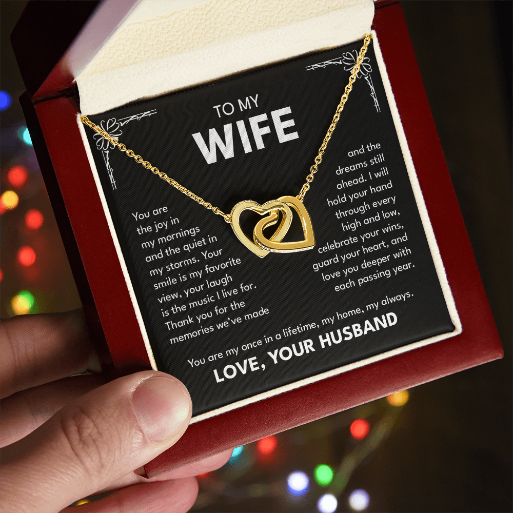 To My Wife – My Home, My Always | Interlocking Hearts Necklace