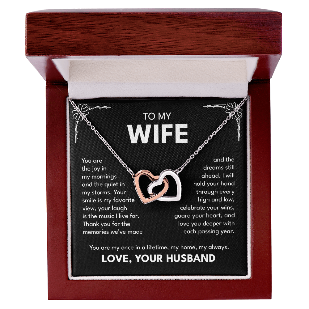 To My Wife – My Home, My Always | Interlocking Hearts Necklace