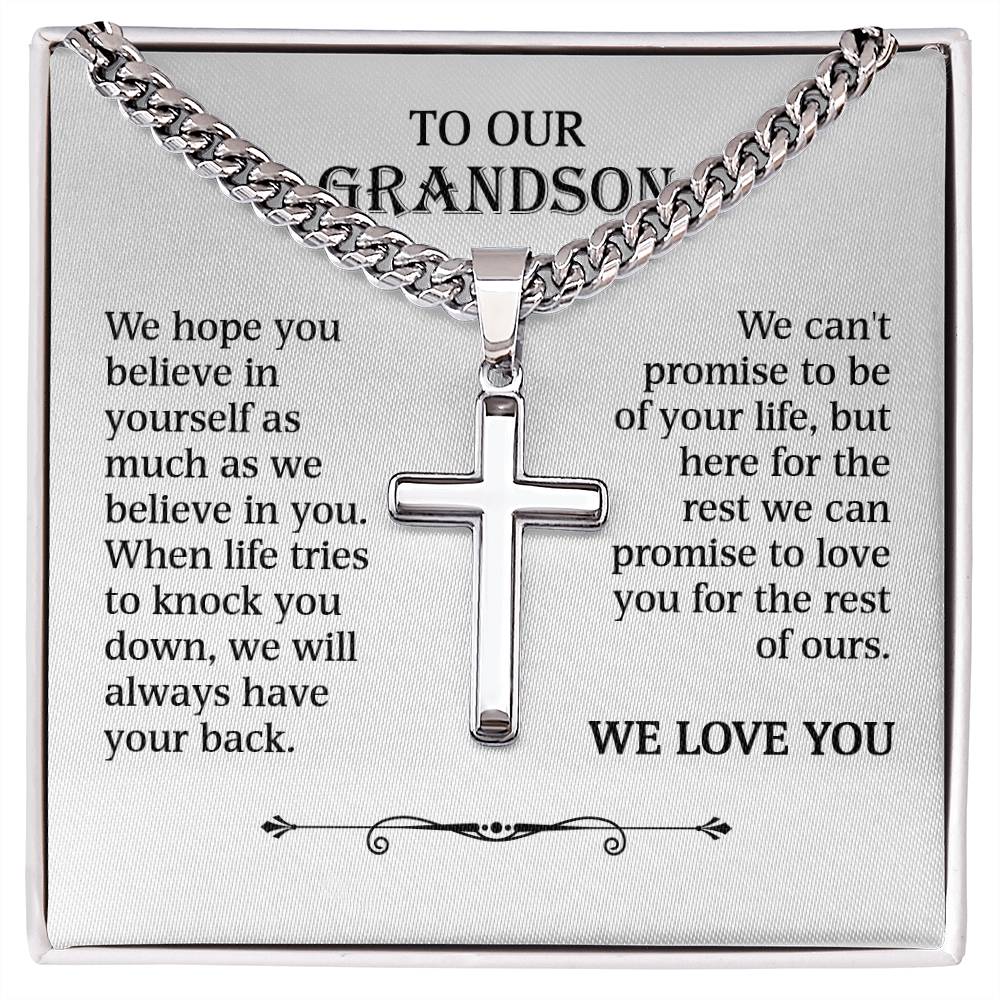 To Our Grandson - We Believe In You (Artisan Cross Necklace)