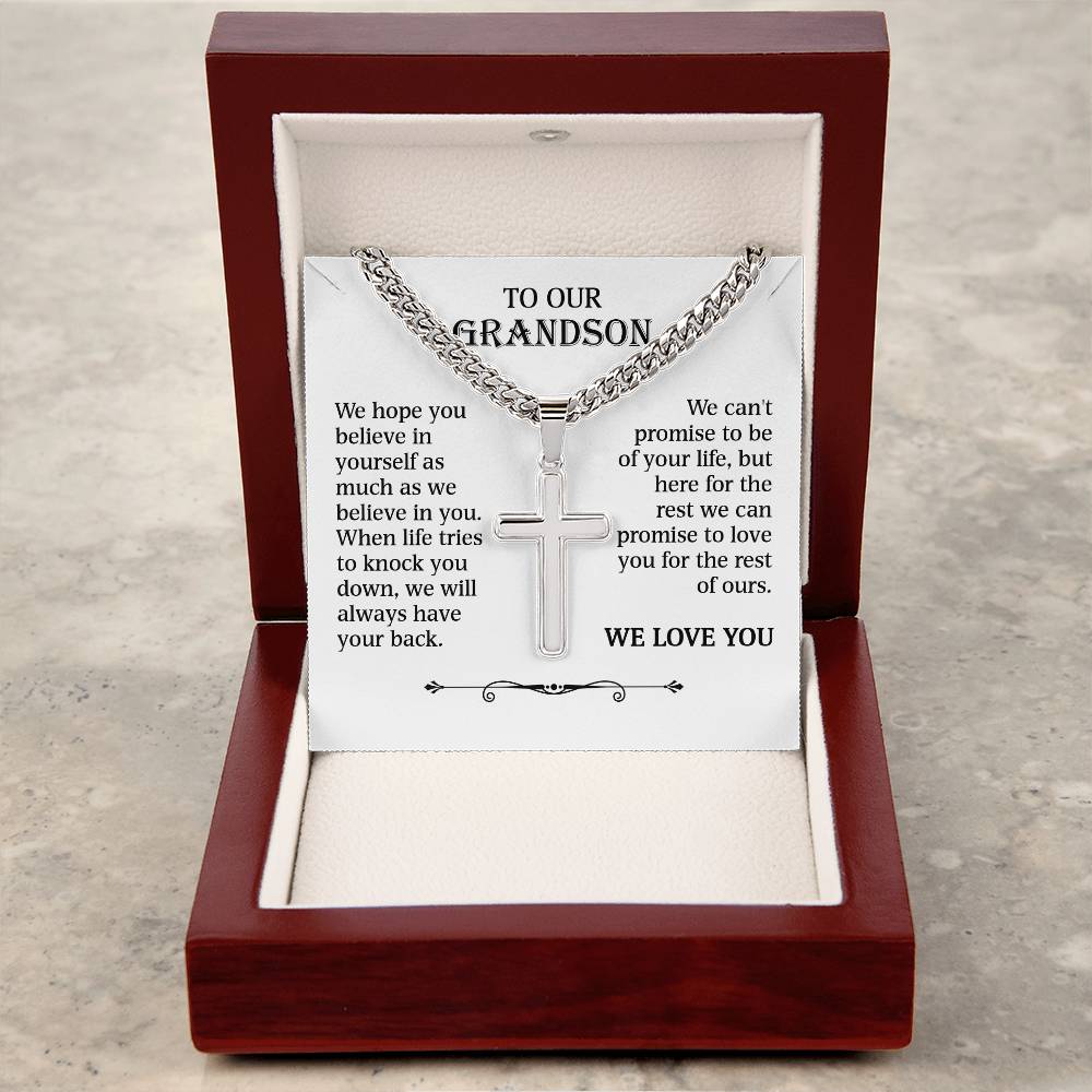 To Our Grandson - We Believe In You (Artisan Cross Necklace)