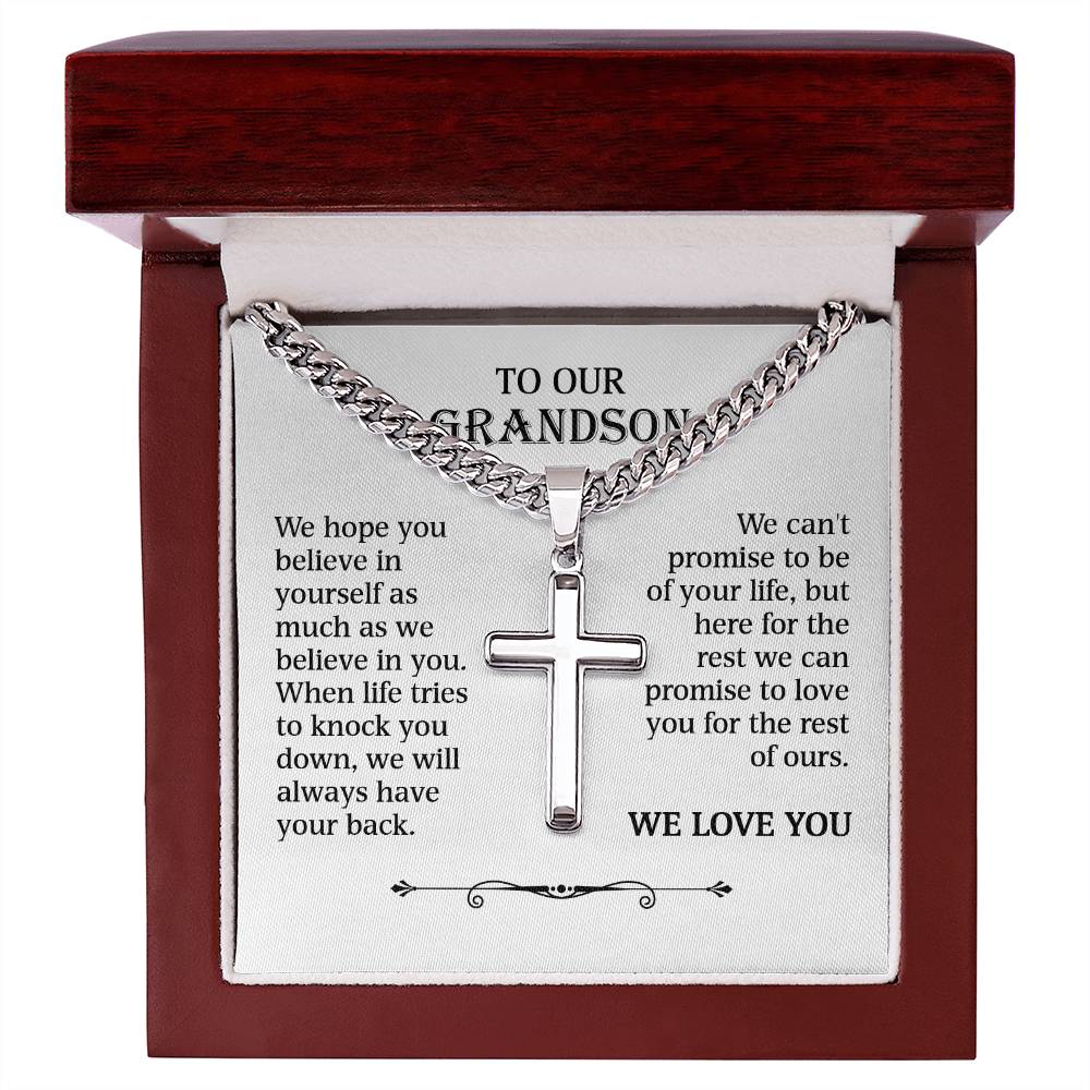 To Our Grandson - We Believe In You (Artisan Cross Necklace)