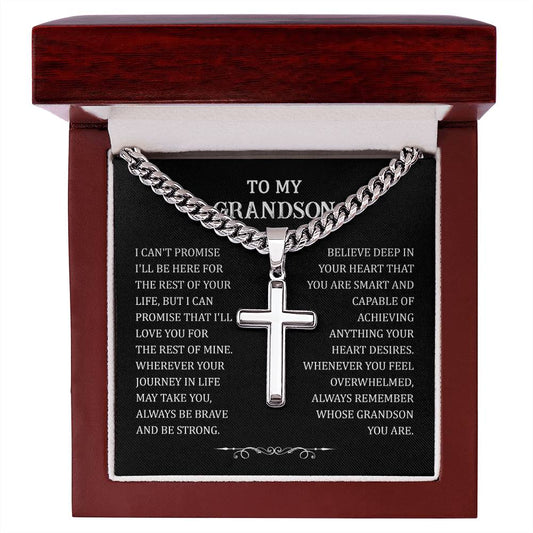 To My Grandson - Believe Deep In Your Heart (Artisan Cross Necklace)