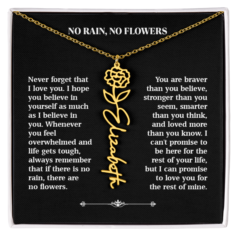 No Rain, No Flowers – Personalized Rose Necklace Gift for Her