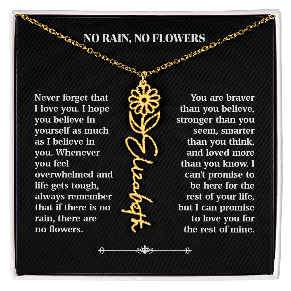 No Rain, No Flowers – Personalized Rose Necklace Gift for Her