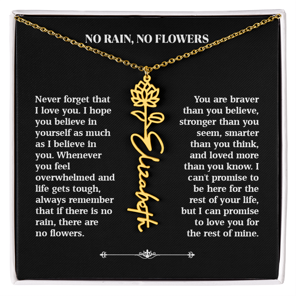 No Rain, No Flowers – Personalized Rose Necklace Gift for Her