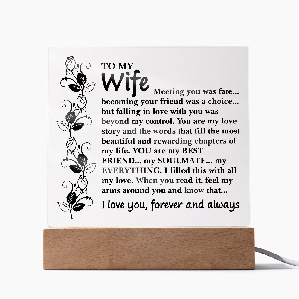 To My Wife – You Are My Everything Acrylic LED Plaque