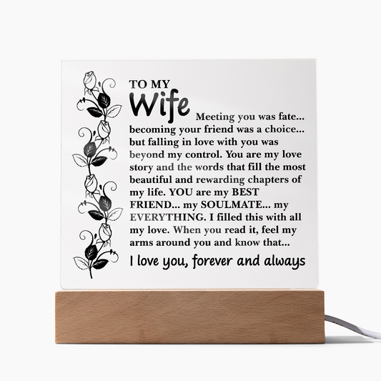 To My Wife – You Are My Everything Acrylic LED Plaque