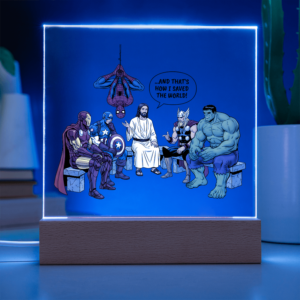 Jesus & Superheroes Acrylic Plaque – Faith Over Fear Christian Decor