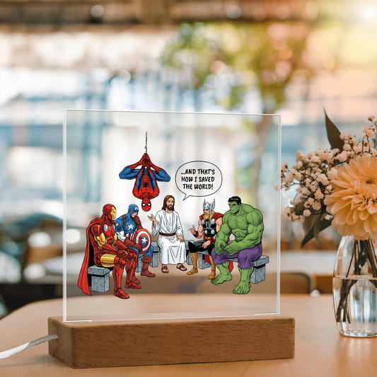 Jesus & Superheroes Acrylic Plaque – Faith Over Fear Christian Decor
