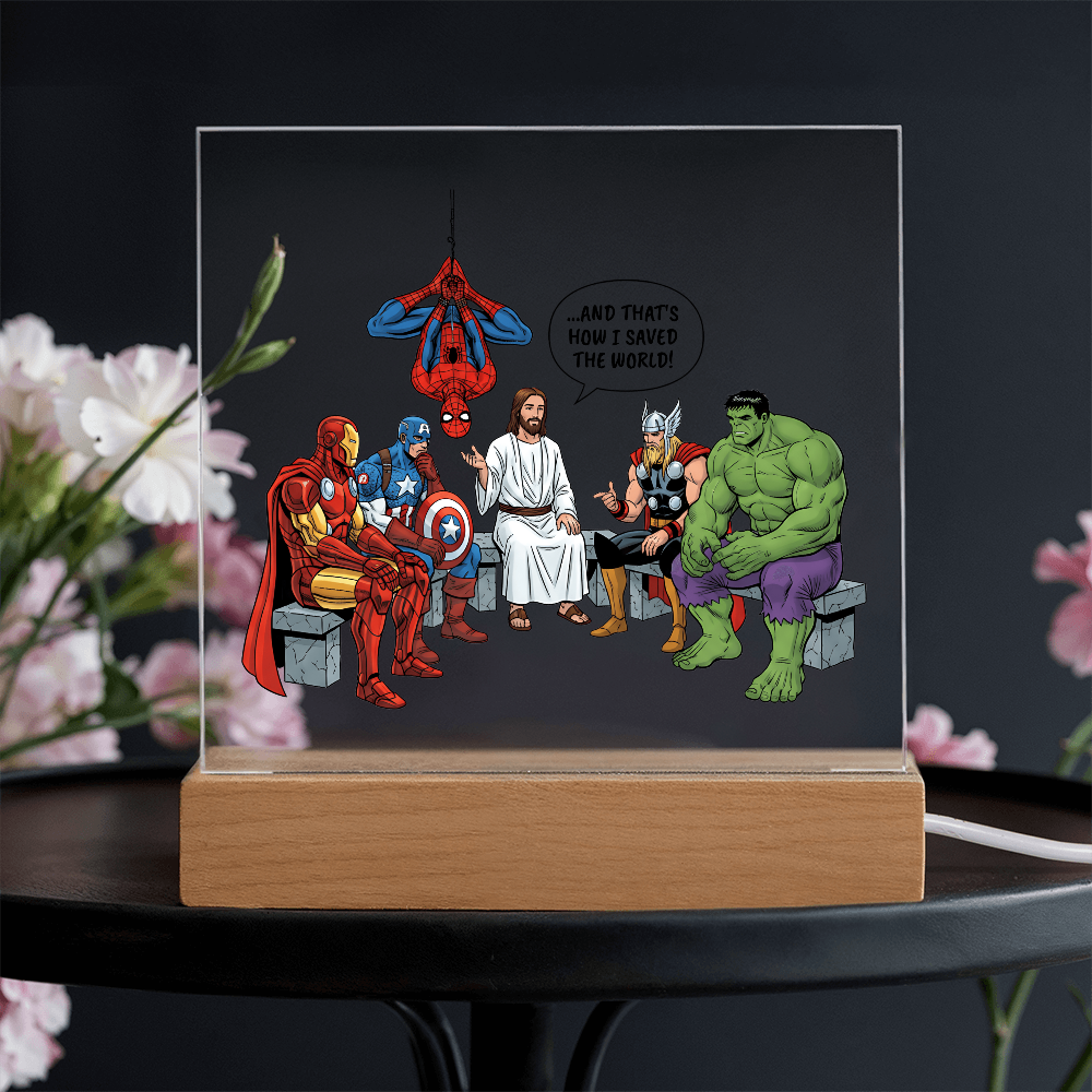 Jesus & Superheroes Acrylic Plaque – Faith Over Fear Christian Decor