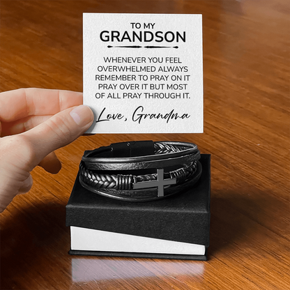 To My Grandson Bracelet – Christian Cross Bracelet Gift From Grandma