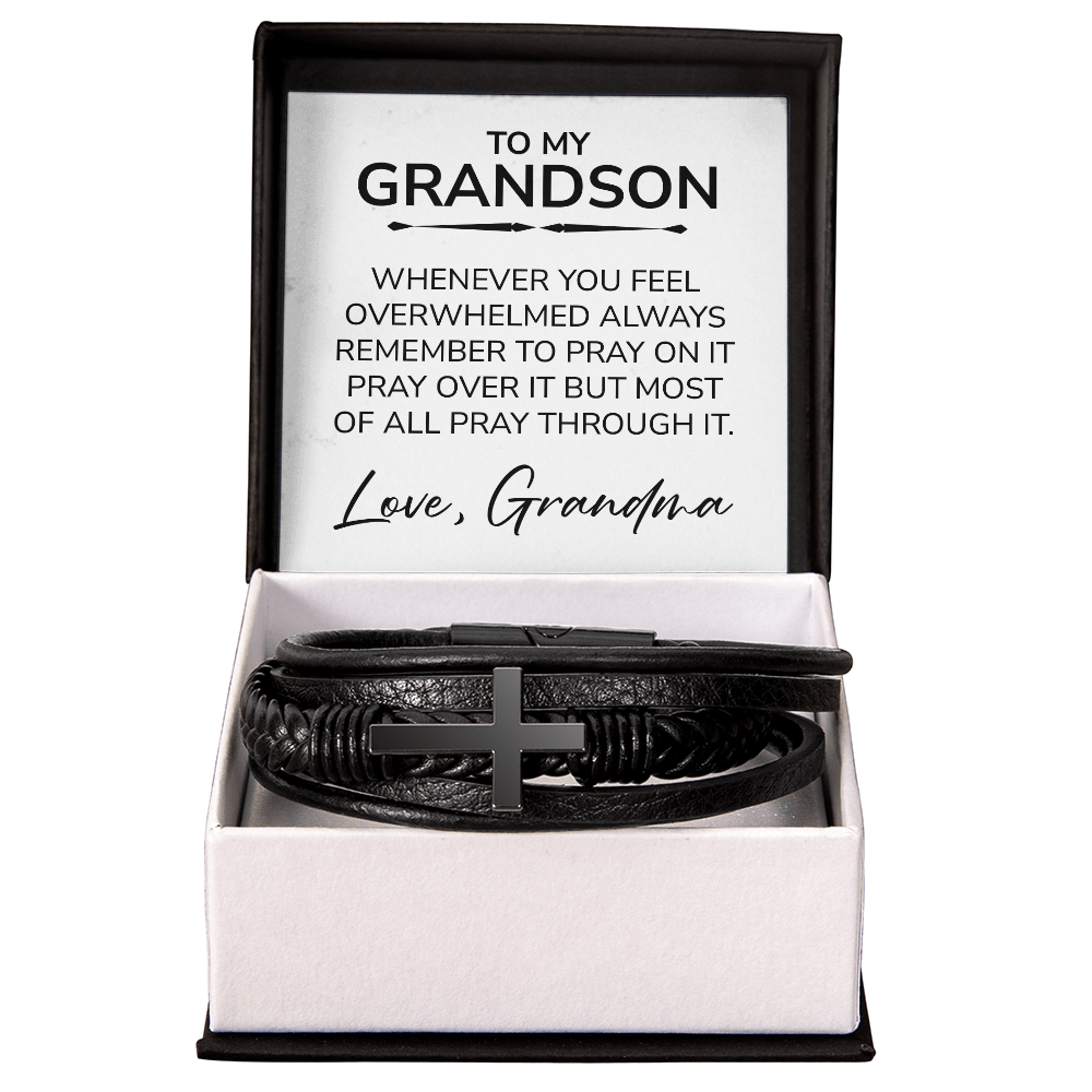 To My Grandson Bracelet – Christian Cross Bracelet Gift From Grandma