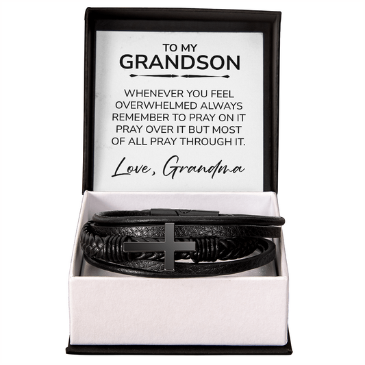 To My Grandson Bracelet – Christian Cross Bracelet Gift From Grandma
