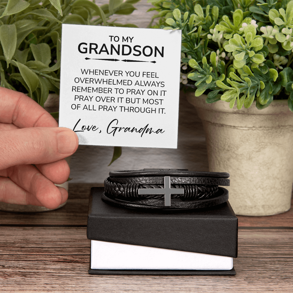 To My Grandson Bracelet – Christian Cross Bracelet Gift From Grandma