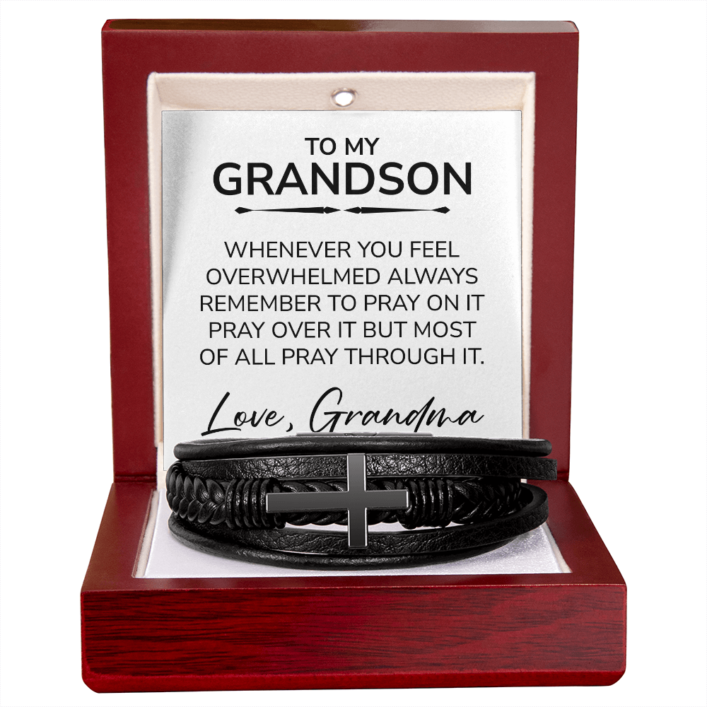 To My Grandson Bracelet – Christian Cross Bracelet Gift From Grandma
