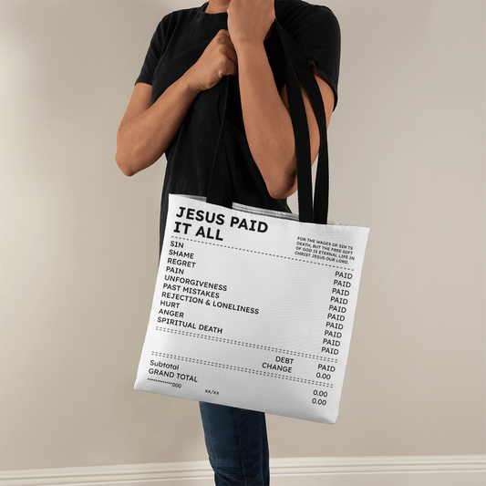 Jesus Paid It All Tote Bag – Christian Faith Receipt Canvas Tote Gift