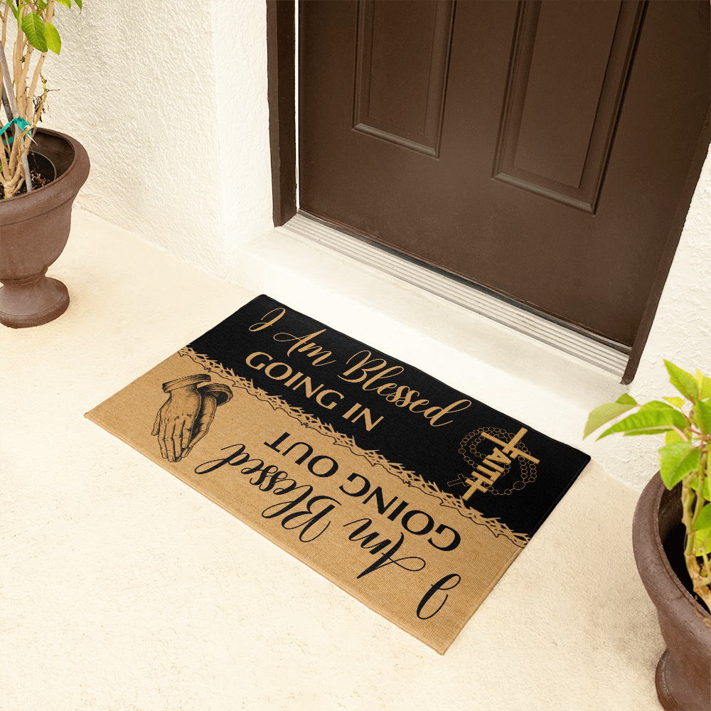 I Am Blessed Going In & Going Out Doormat – Christian Home Entry Mat