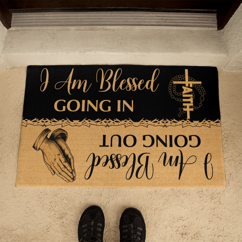 I Am Blessed Going In & Going Out Doormat – Christian Home Entry Mat
