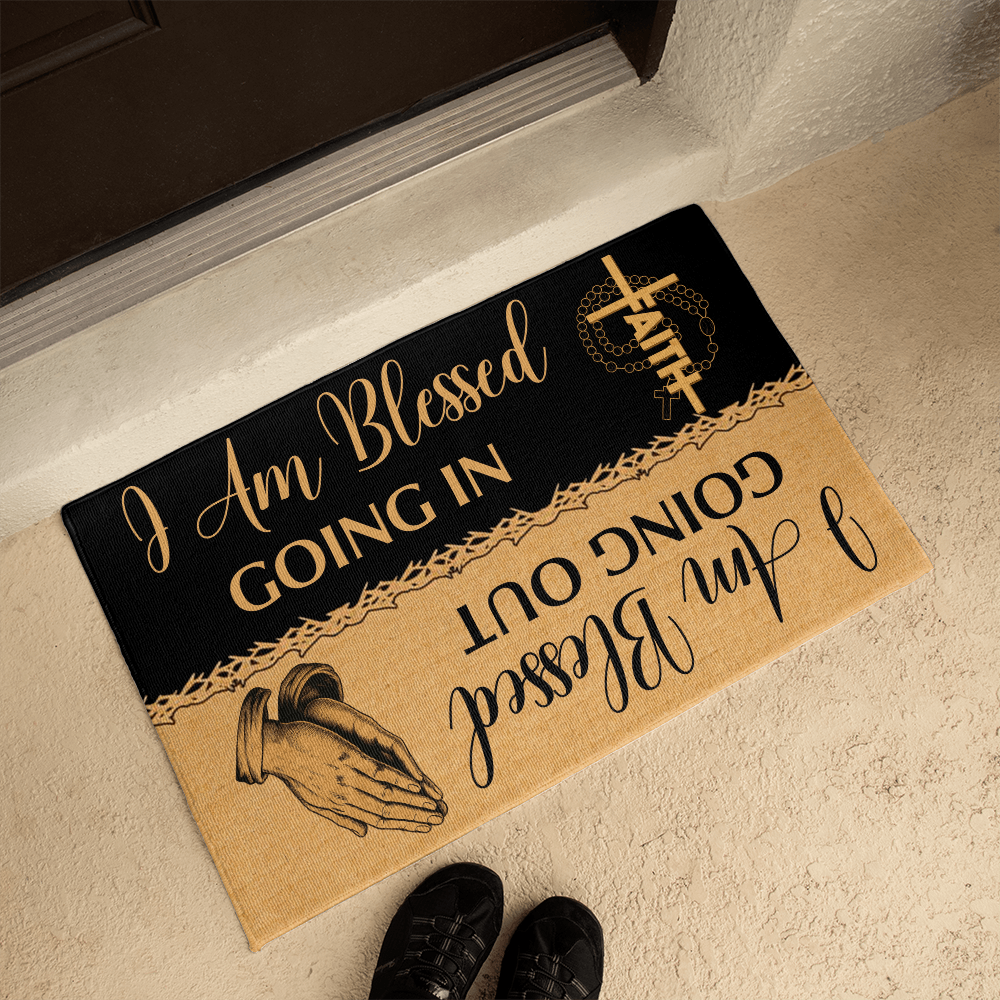 I Am Blessed Going In & Going Out Doormat – Christian Home Entry Mat