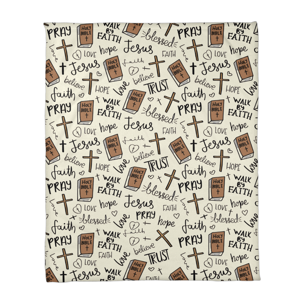 Faith Pray Trust Blessed – Christian Fleece Blanket