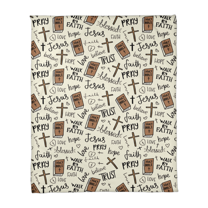 Faith Pray Trust Blessed – Christian Fleece Blanket
