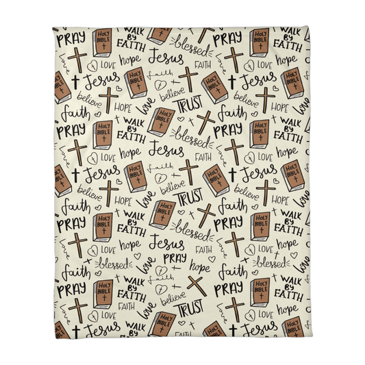 Faith Pray Trust Blessed – Christian Fleece Blanket