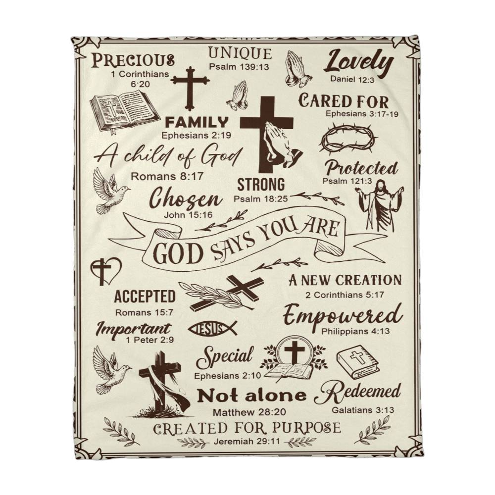God Says You Are Blanket – Christian Faith Scripture Throw Gift