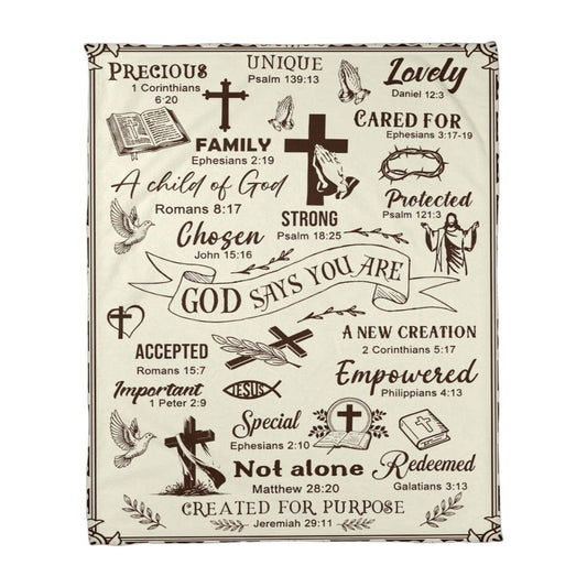 God Says You Are Blanket – Christian Faith Scripture Throw Gift
