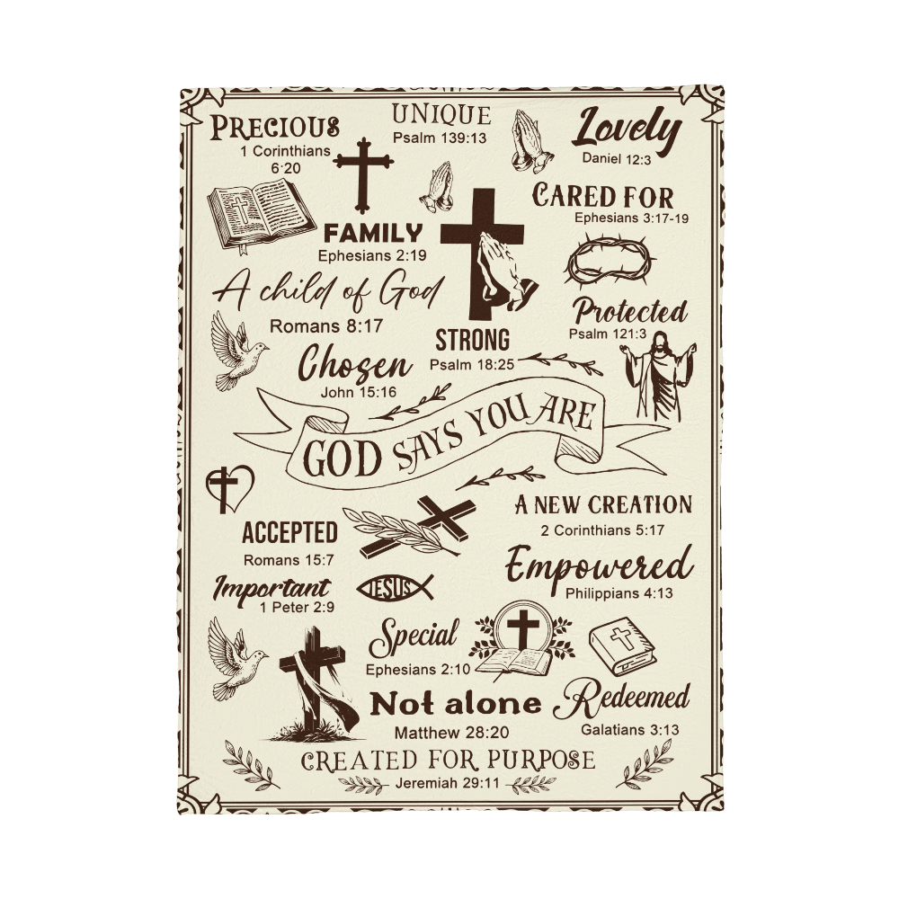 God Says You Are Blanket – Christian Faith Scripture Throw Gift