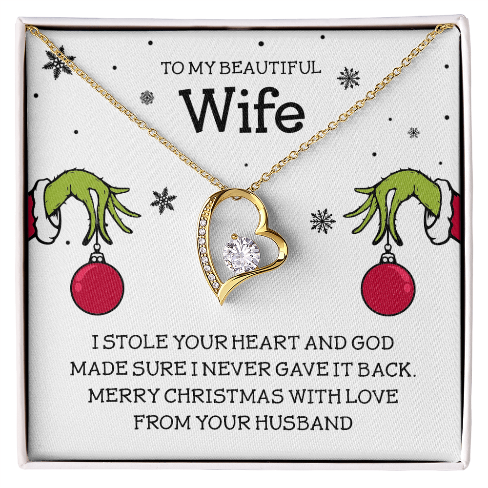 To My Beautiful Wife – I Stole Your Heart Forever Love Necklace