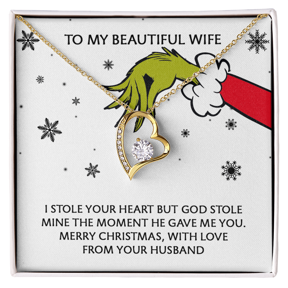 To My Beautiful Wife – I Stole Your Heart Christmas Forever Love Necklace