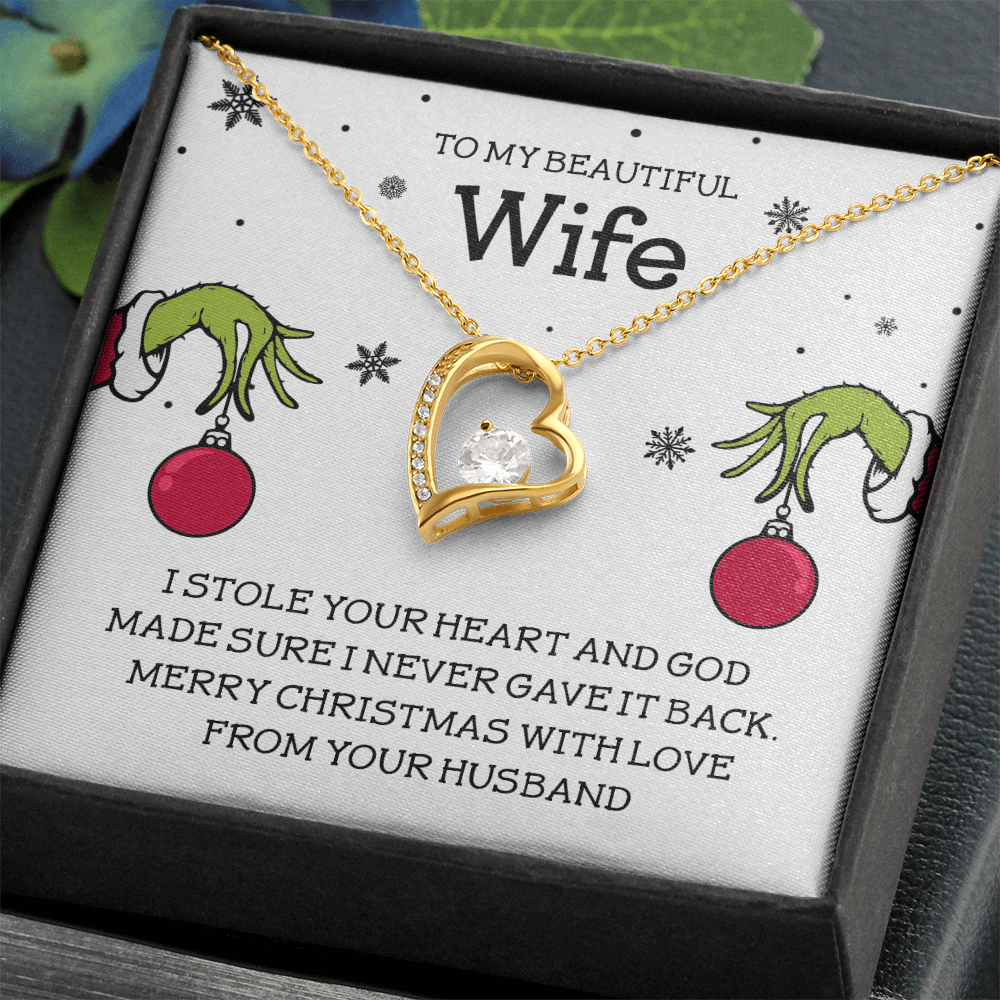 To My Beautiful Wife – I Stole Your Heart Forever Love Necklace