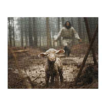 Jesus Chasing the Lost Lamb – 16x20 Puzzle | Christian Home Décor Gift