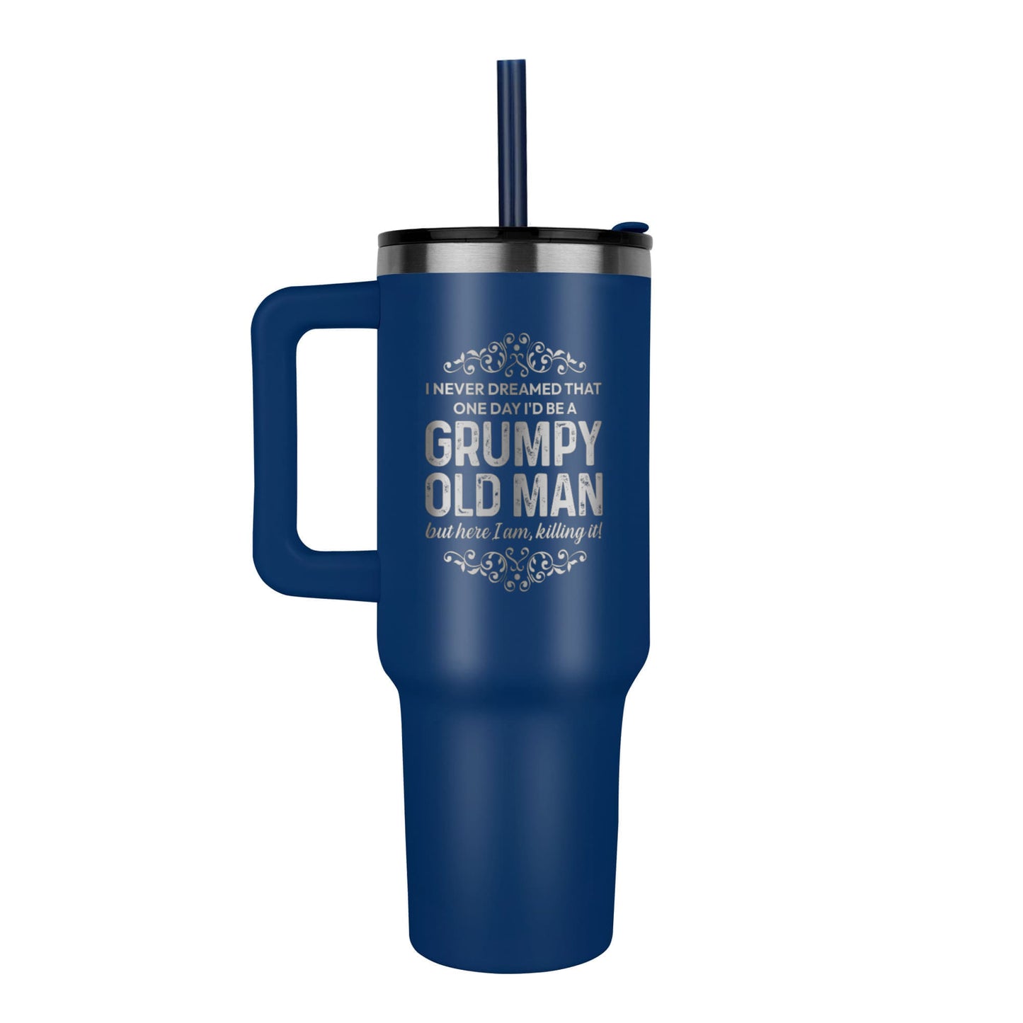 Grumpy Old Man Tumbler – 40oz Insulated Travel Mug with Handle | Funny Husband Gift