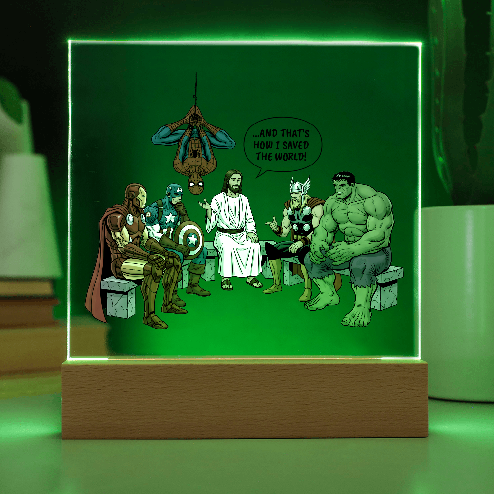 Jesus & Superheroes Acrylic Plaque – Faith Over Fear Christian Decor