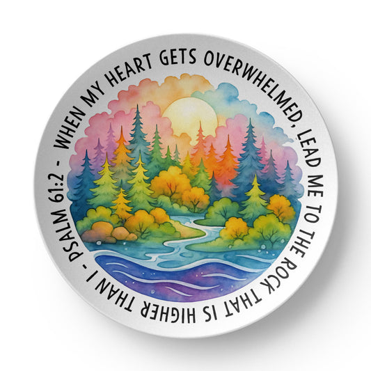 Psalm 61:2 Wall Plate – “When My Heart Is Overwhelmed” Christian Home Decor