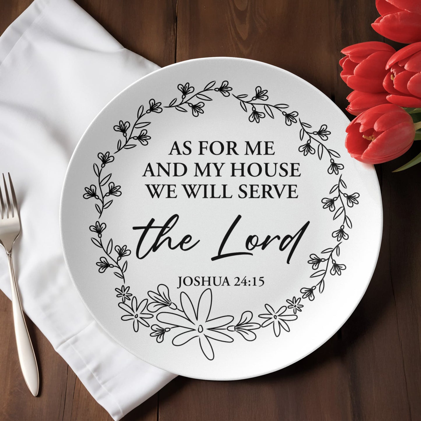 As For Me and My House Decorative Plate – Joshua 24:15 Christian Home Decor