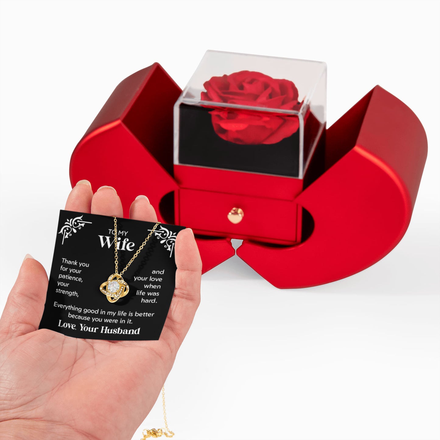 To My Wife – I'd Fall in Love With You All Over Again Rose Box Necklace