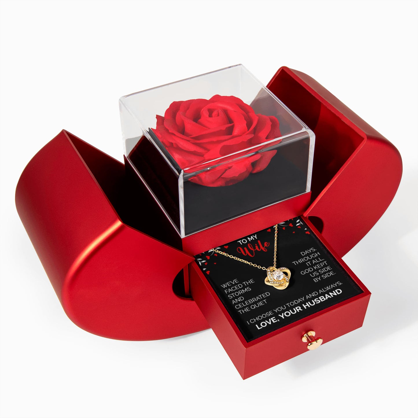 To My Wife – I Choose You Forever Rose Box Necklace